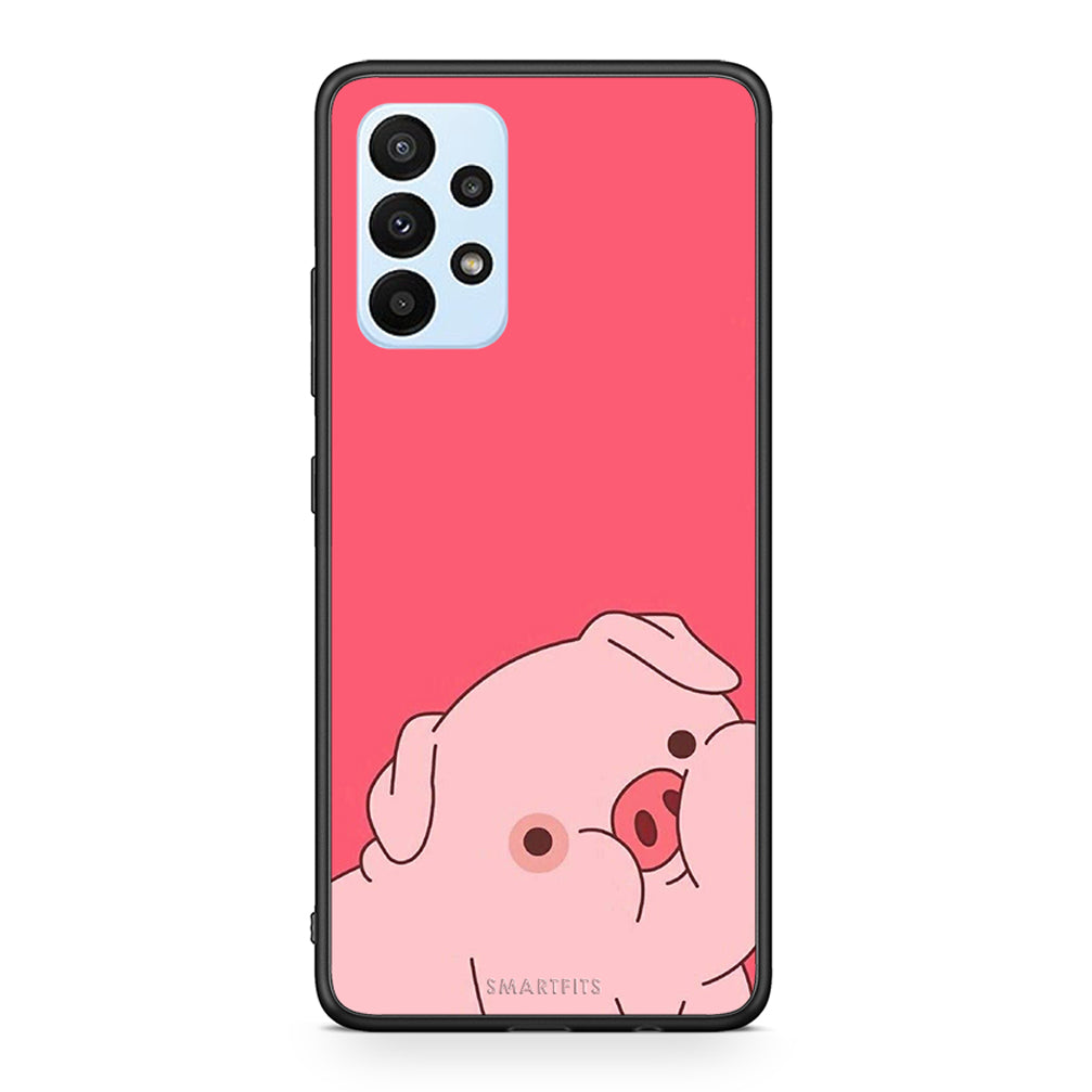 Samsung A23 Pig Love 1 Θήκη Αγίου Βαλεντίνου από τη Smartfits με σχέδιο στο πίσω μέρος και μαύρο περίβλημα | Smartphone case with colorful back and black bezels by Smartfits