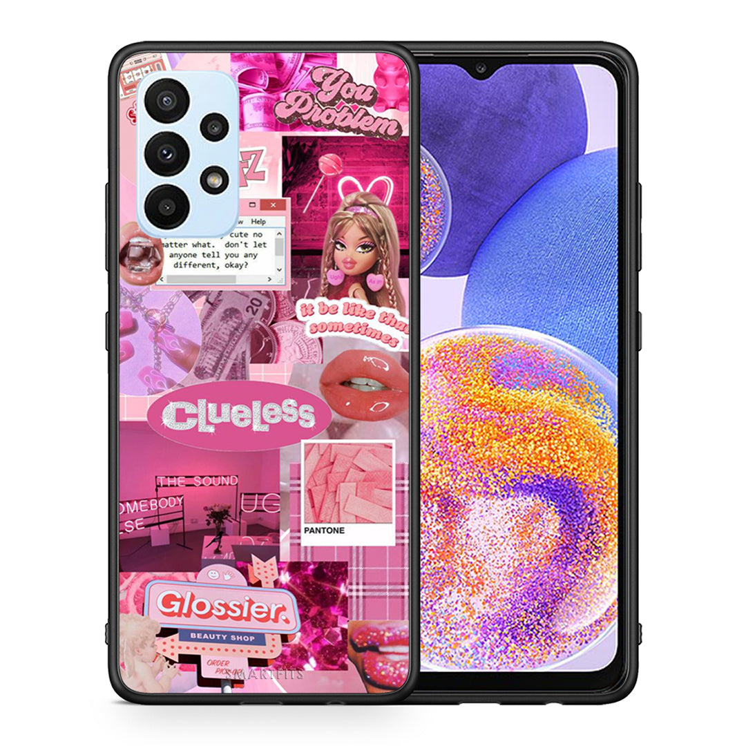 Θήκη Αγίου Βαλεντίνου Samsung A23 Pink Love από τη Smartfits με σχέδιο στο πίσω μέρος και μαύρο περίβλημα | Samsung A23 Pink Love case with colorful back and black bezels