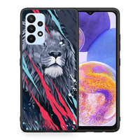 Thumbnail for Θήκη Samsung A23 Lion Designer PopArt από τη Smartfits με σχέδιο στο πίσω μέρος και μαύρο περίβλημα | Samsung A23 Lion Designer PopArt case with colorful back and black bezels