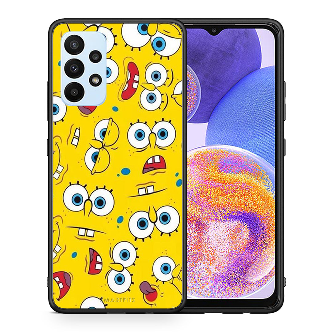 Θήκη Samsung A23 Sponge PopArt από τη Smartfits με σχέδιο στο πίσω μέρος και μαύρο περίβλημα | Samsung A23 Sponge PopArt case with colorful back and black bezels