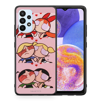 Θήκη Αγίου Βαλεντίνου Samsung A23 Puff Love από τη Smartfits με σχέδιο στο πίσω μέρος και μαύρο περίβλημα | Samsung A23 Puff Love case with colorful back and black bezels