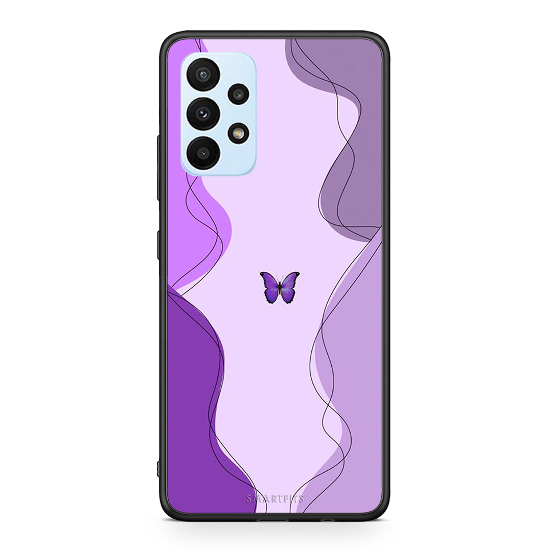 Samsung A23 Purple Mariposa Θήκη Αγίου Βαλεντίνου από τη Smartfits με σχέδιο στο πίσω μέρος και μαύρο περίβλημα | Smartphone case with colorful back and black bezels by Smartfits