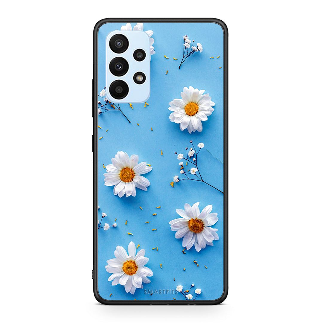 Samsung A23 Real Daisies θήκη από τη Smartfits με σχέδιο στο πίσω μέρος και μαύρο περίβλημα | Smartphone case with colorful back and black bezels by Smartfits