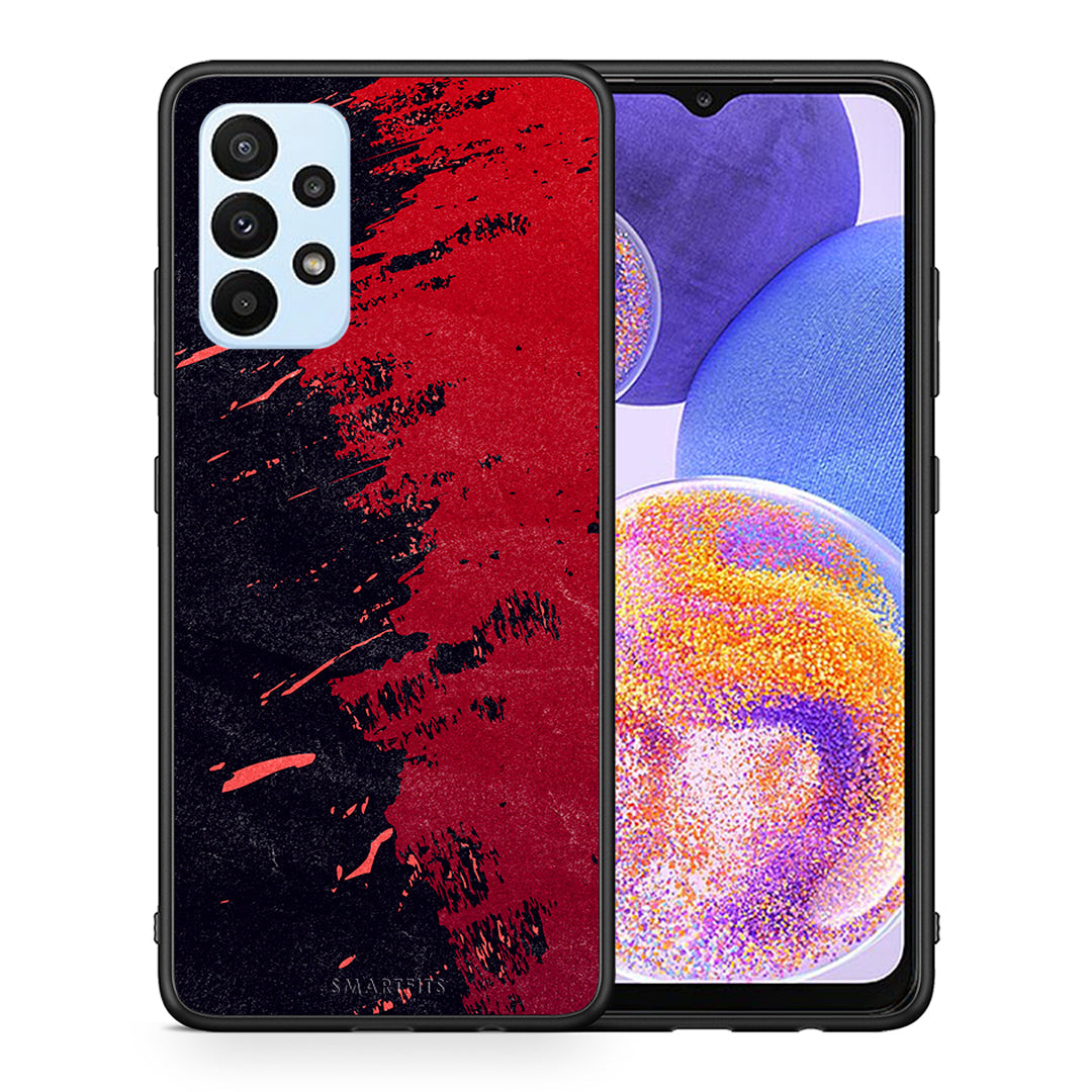 Θήκη Αγίου Βαλεντίνου Samsung A23 Red Paint από τη Smartfits με σχέδιο στο πίσω μέρος και μαύρο περίβλημα | Samsung A23 Red Paint case with colorful back and black bezels