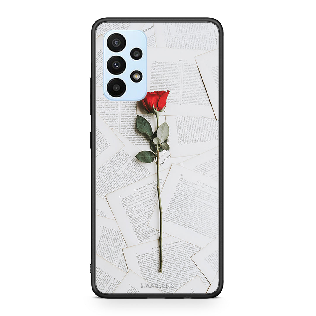 Samsung A23 Red Rose θήκη από τη Smartfits με σχέδιο στο πίσω μέρος και μαύρο περίβλημα | Smartphone case with colorful back and black bezels by Smartfits