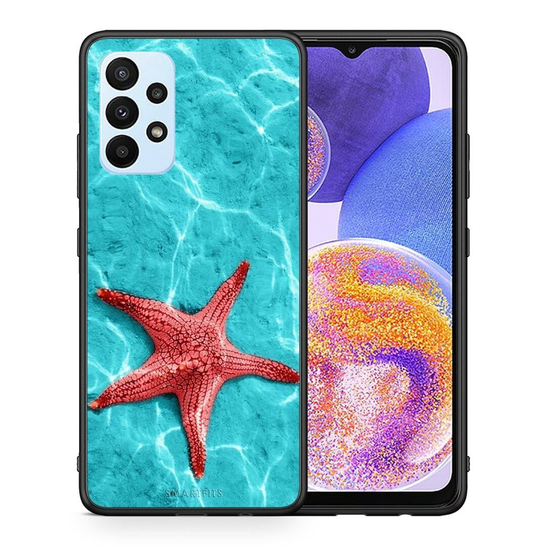 Θήκη Samsung A23 Red Starfish από τη Smartfits με σχέδιο στο πίσω μέρος και μαύρο περίβλημα | Samsung A23 Red Starfish case with colorful back and black bezels