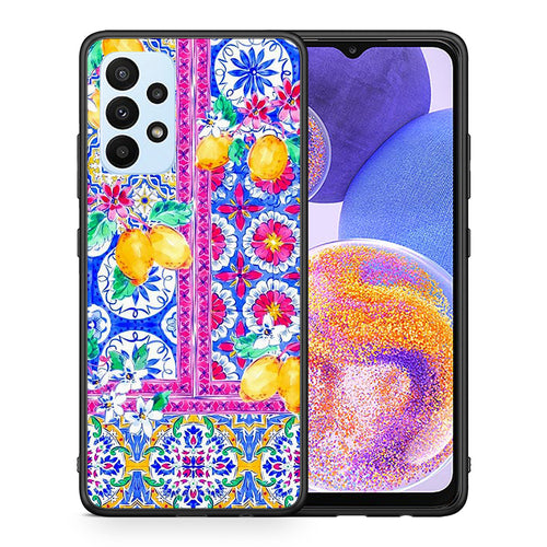 Θήκη Samsung A23 Retro Spring από τη Smartfits με σχέδιο στο πίσω μέρος και μαύρο περίβλημα | Samsung A23 Retro Spring case with colorful back and black bezels