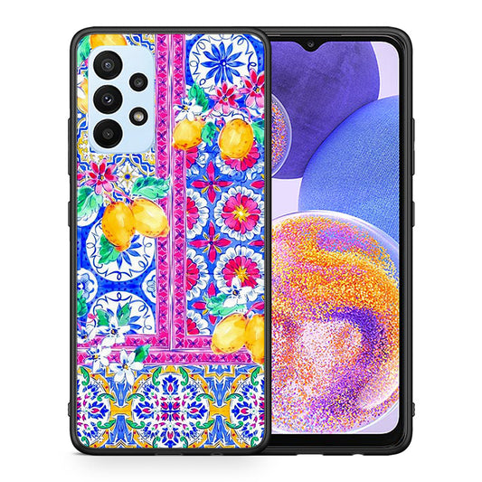 Θήκη Samsung A23 Retro Spring από τη Smartfits με σχέδιο στο πίσω μέρος και μαύρο περίβλημα | Samsung A23 Retro Spring case with colorful back and black bezels