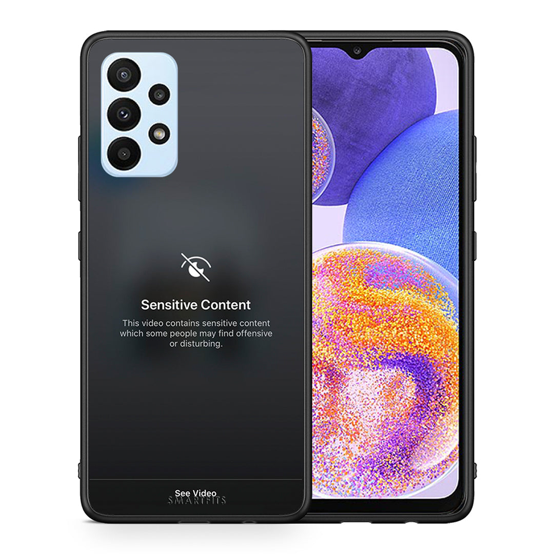Θήκη Samsung A23 Sensitive Content από τη Smartfits με σχέδιο στο πίσω μέρος και μαύρο περίβλημα | Samsung A23 Sensitive Content case with colorful back and black bezels