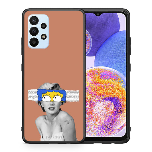 Θήκη Samsung A23 Sim Merilyn από τη Smartfits με σχέδιο στο πίσω μέρος και μαύρο περίβλημα | Samsung A23 Sim Merilyn case with colorful back and black bezels