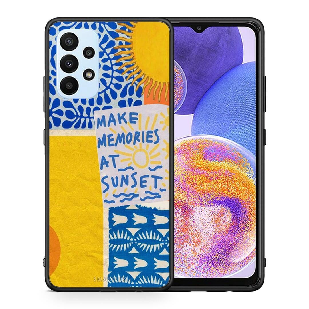 Θήκη Samsung A23 Sunset Memories από τη Smartfits με σχέδιο στο πίσω μέρος και μαύρο περίβλημα | Samsung A23 Sunset Memories case with colorful back and black bezels