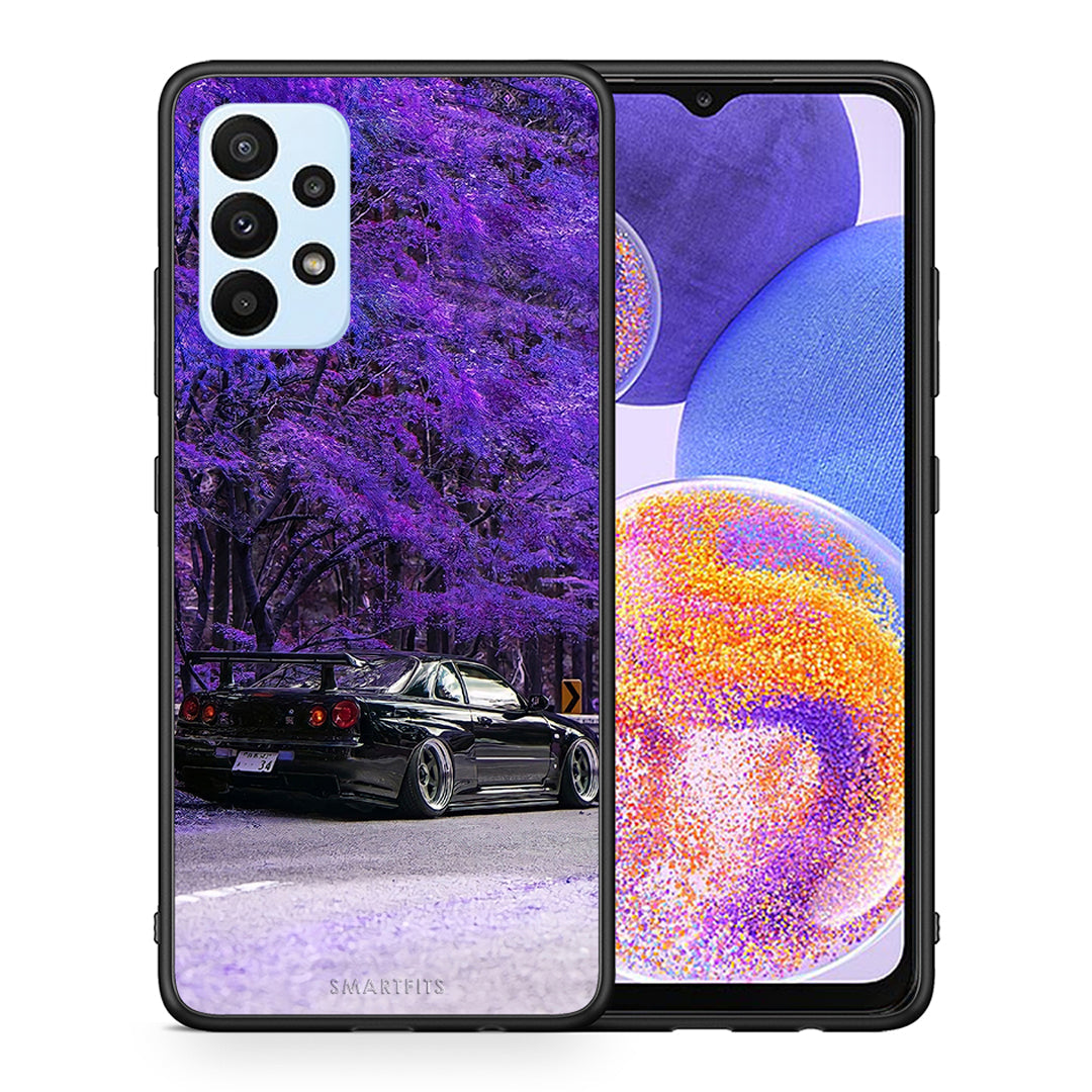 Θήκη Αγίου Βαλεντίνου Samsung A23 Super Car από τη Smartfits με σχέδιο στο πίσω μέρος και μαύρο περίβλημα | Samsung A23 Super Car case with colorful back and black bezels