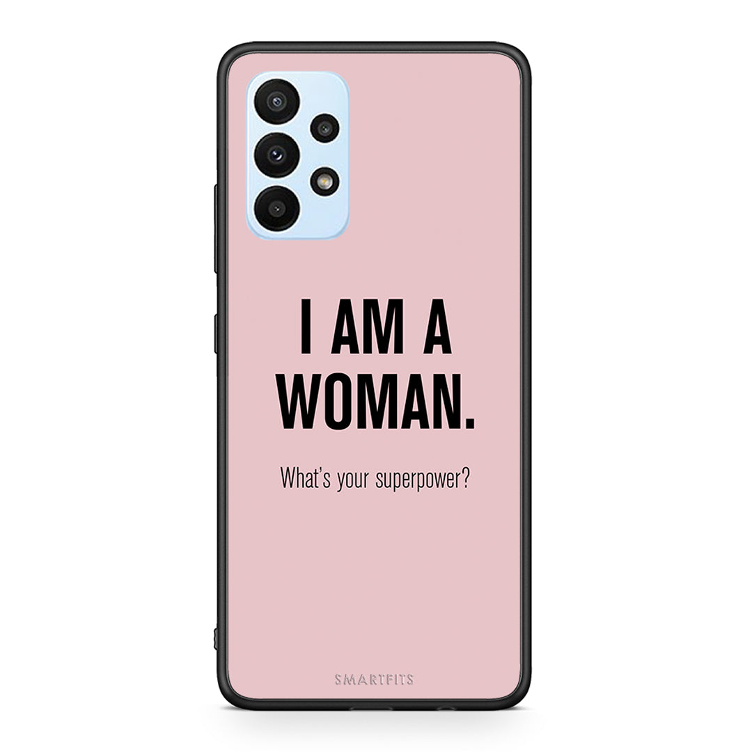 Samsung A23 Superpower Woman θήκη από τη Smartfits με σχέδιο στο πίσω μέρος και μαύρο περίβλημα | Smartphone case with colorful back and black bezels by Smartfits