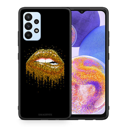 Θήκη Samsung A23 Golden Valentine από τη Smartfits με σχέδιο στο πίσω μέρος και μαύρο περίβλημα | Samsung A23 Golden Valentine case with colorful back and black bezels