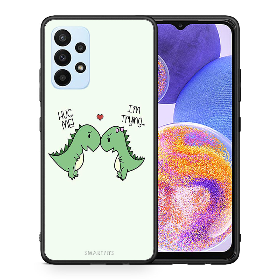 Θήκη Samsung A23 Rex Valentine από τη Smartfits με σχέδιο στο πίσω μέρος και μαύρο περίβλημα | Samsung A23 Rex Valentine case with colorful back and black bezels