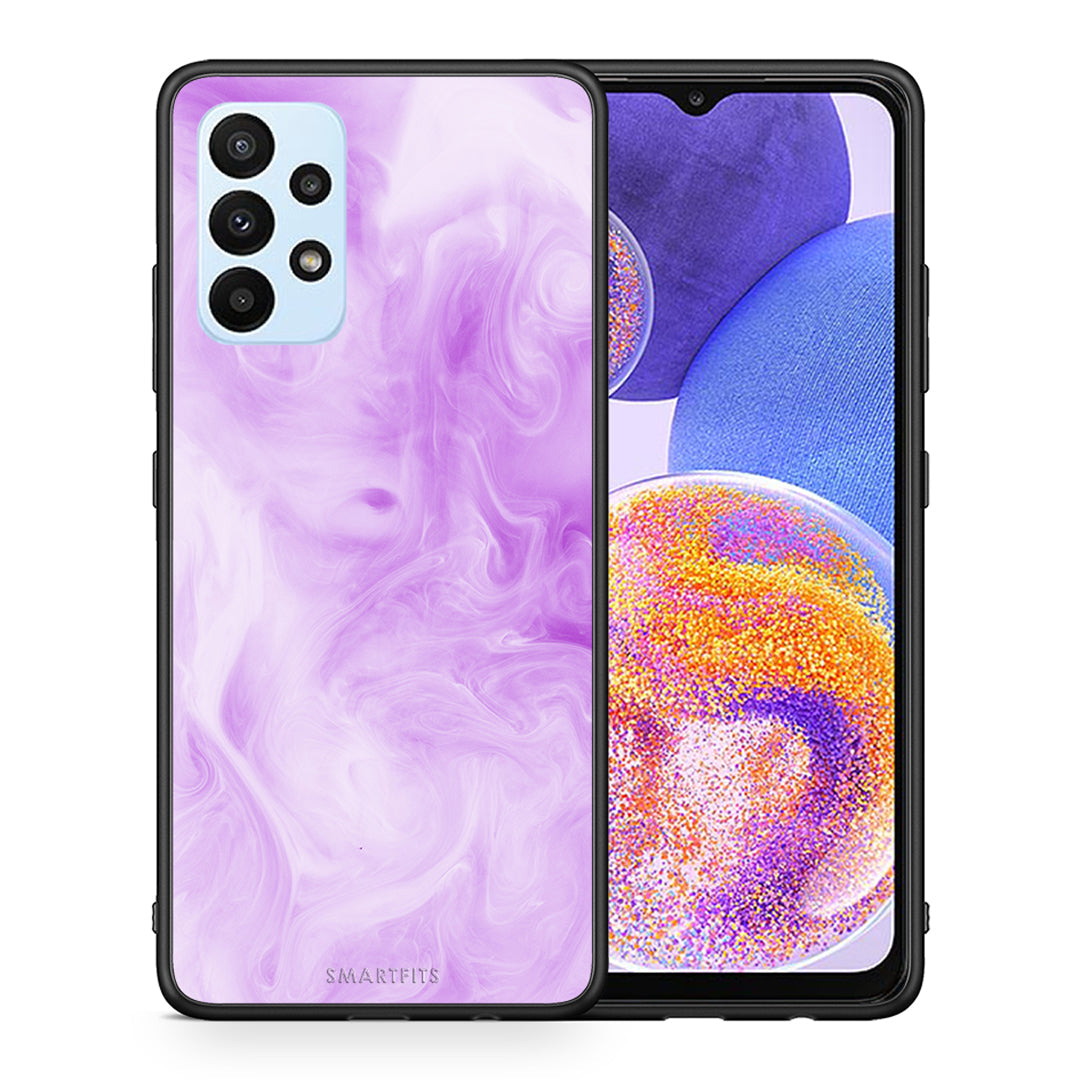 Θήκη Samsung A23 Lavender Watercolor από τη Smartfits με σχέδιο στο πίσω μέρος και μαύρο περίβλημα | Samsung A23 Lavender Watercolor case with colorful back and black bezels