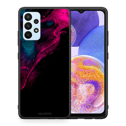Θήκη Samsung A23 Pink Black Watercolor από τη Smartfits με σχέδιο στο πίσω μέρος και μαύρο περίβλημα | Samsung A23 Pink Black Watercolor case with colorful back and black bezels