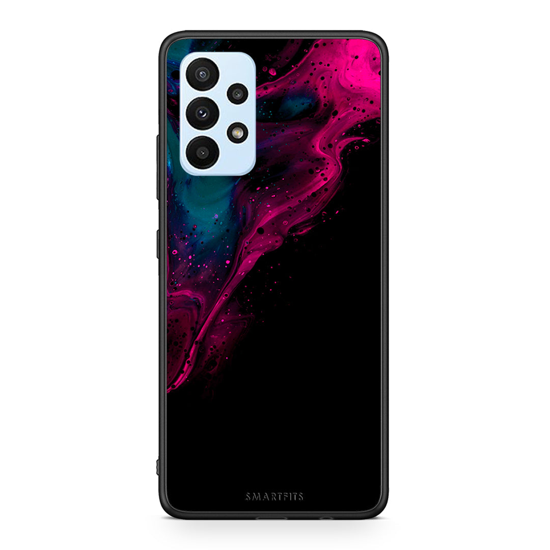 4 - Samsung A23 Pink Black Watercolor case, cover, bumper