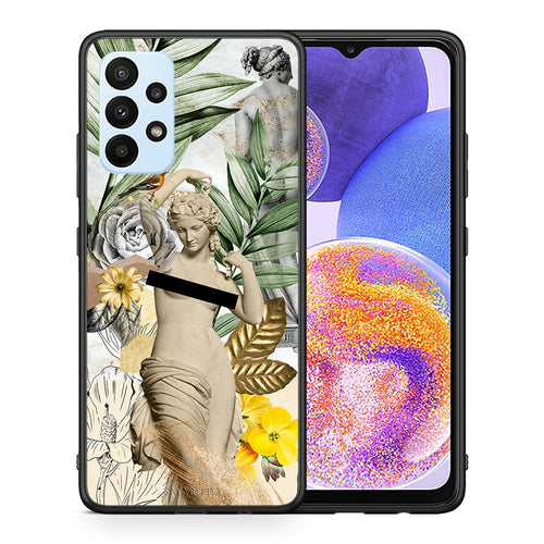 Θήκη Samsung A23 Woman Statue από τη Smartfits με σχέδιο στο πίσω μέρος και μαύρο περίβλημα | Samsung A23 Woman Statue case with colorful back and black bezels