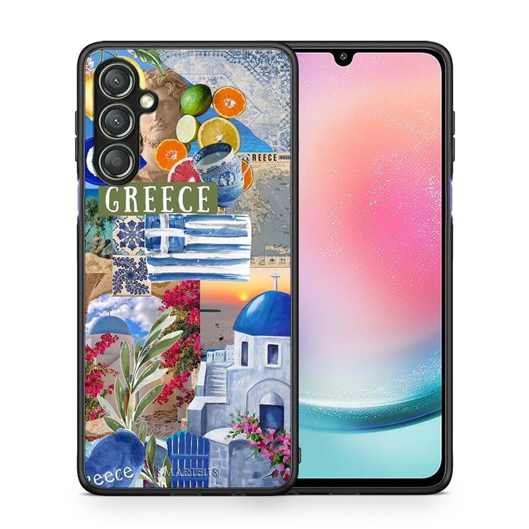 Θήκη Samsung Galaxy A24 4G All Greek από τη Smartfits με σχέδιο στο πίσω μέρος και μαύρο περίβλημα | Samsung Galaxy A24 4G All Greek Case with Colorful Back and Black Bezels