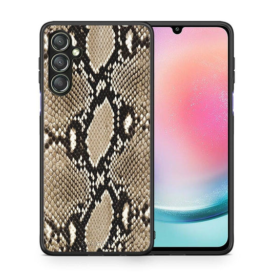 Θήκη Samsung Galaxy A24 4G Animal Fashion Snake από τη Smartfits με σχέδιο στο πίσω μέρος και μαύρο περίβλημα | Samsung Galaxy A24 4G Animal Fashion Snake Case with Colorful Back and Black Bezels