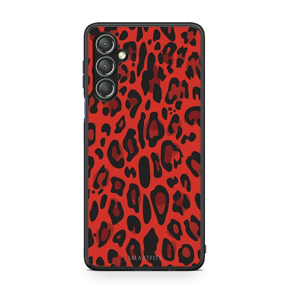 Θήκη Samsung Galaxy A24 4G Animal Red Leopard από τη Smartfits με σχέδιο στο πίσω μέρος και μαύρο περίβλημα | Samsung Galaxy A24 4G Animal Red Leopard Case with Colorful Back and Black Bezels