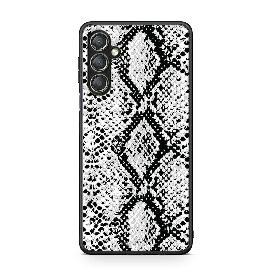 Θήκη Samsung Galaxy A24 4G Animal White Snake από τη Smartfits με σχέδιο στο πίσω μέρος και μαύρο περίβλημα | Samsung Galaxy A24 4G Animal White Snake Case with Colorful Back and Black Bezels
