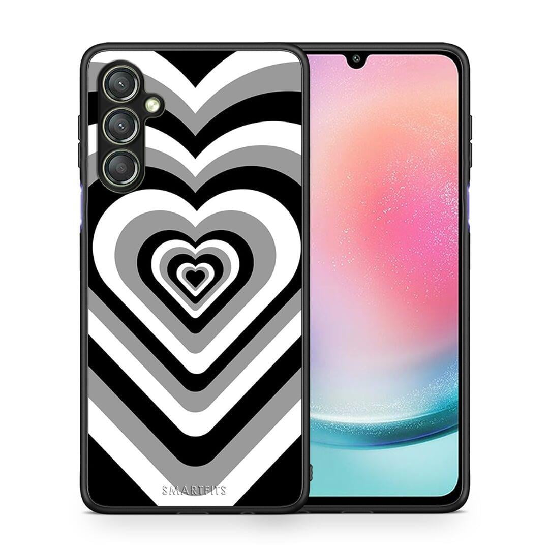 Θήκη Samsung Galaxy A24 4G Black Hearts από τη Smartfits με σχέδιο στο πίσω μέρος και μαύρο περίβλημα | Samsung Galaxy A24 4G Black Hearts Case with Colorful Back and Black Bezels
