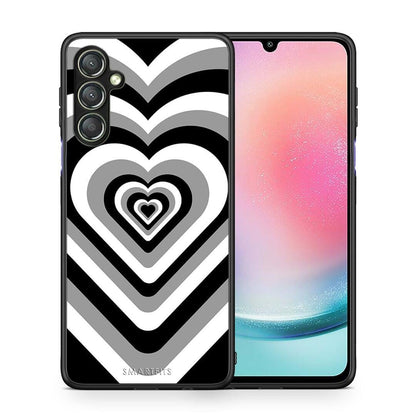 Θήκη Samsung Galaxy A24 4G Black Hearts από τη Smartfits με σχέδιο στο πίσω μέρος και μαύρο περίβλημα | Samsung Galaxy A24 4G Black Hearts Case with Colorful Back and Black Bezels