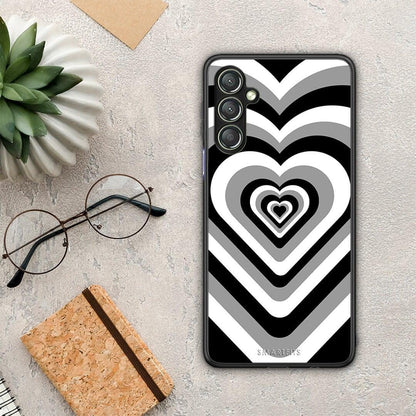 Θήκη Samsung Galaxy A24 4G Black Hearts από τη Smartfits με σχέδιο στο πίσω μέρος και μαύρο περίβλημα | Samsung Galaxy A24 4G Black Hearts Case with Colorful Back and Black Bezels