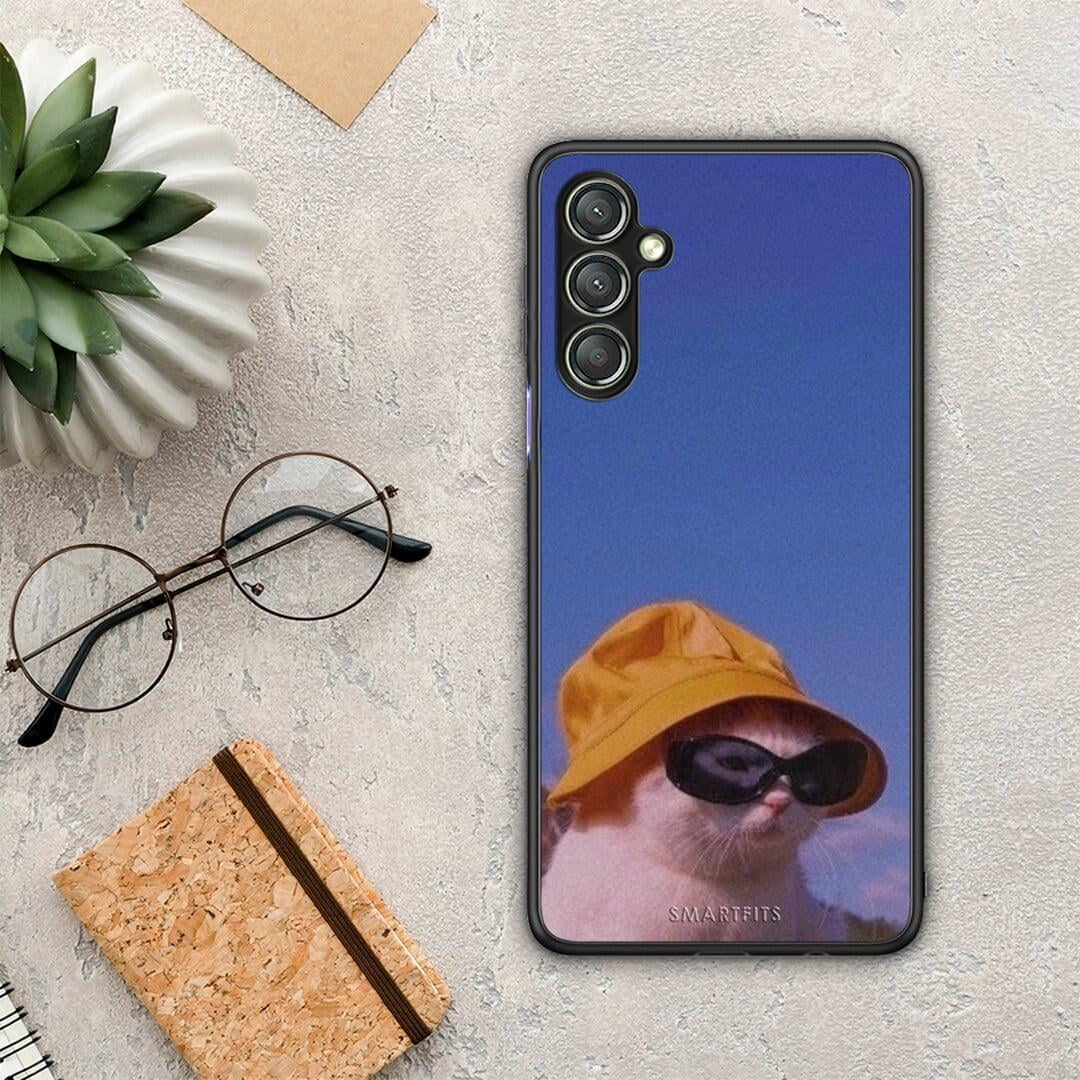 Θήκη Samsung Galaxy A24 4G Cat Diva από τη Smartfits με σχέδιο στο πίσω μέρος και μαύρο περίβλημα | Samsung Galaxy A24 4G Cat Diva Case with Colorful Back and Black Bezels