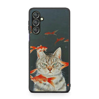 Thumbnail for Θήκη Samsung Galaxy A24 4G Cat Goldfish από τη Smartfits με σχέδιο στο πίσω μέρος και μαύρο περίβλημα | Samsung Galaxy A24 4G Cat Goldfish Case with Colorful Back and Black Bezels