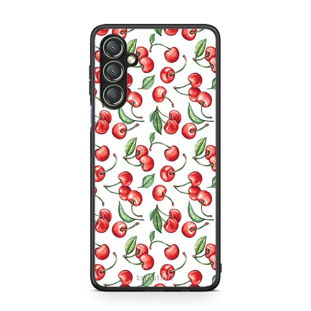 Θήκη Samsung Galaxy A24 4G Cherry Summer από τη Smartfits με σχέδιο στο πίσω μέρος και μαύρο περίβλημα | Samsung Galaxy A24 4G Cherry Summer Case with Colorful Back and Black Bezels