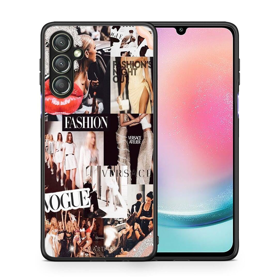 Θήκη Samsung Galaxy A24 4G Collage Fashion από τη Smartfits με σχέδιο στο πίσω μέρος και μαύρο περίβλημα | Samsung Galaxy A24 4G Collage Fashion Case with Colorful Back and Black Bezels