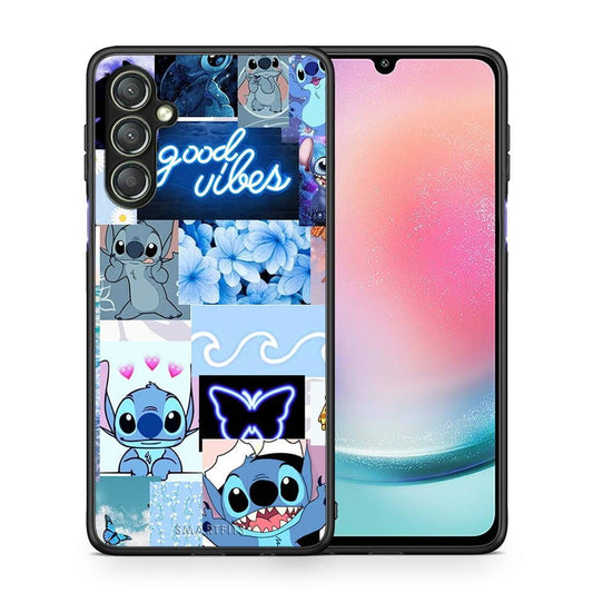 Θήκη Samsung Galaxy A24 4G Collage Good Vibes από τη Smartfits με σχέδιο στο πίσω μέρος και μαύρο περίβλημα | Samsung Galaxy A24 4G Collage Good Vibes Case with Colorful Back and Black Bezels