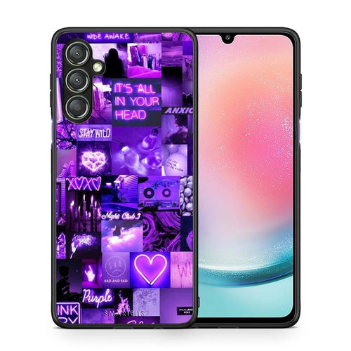 Θήκη Samsung Galaxy A24 4G Collage Stay Wild από τη Smartfits με σχέδιο στο πίσω μέρος και μαύρο περίβλημα | Samsung Galaxy A24 4G Collage Stay Wild Case with Colorful Back and Black Bezels