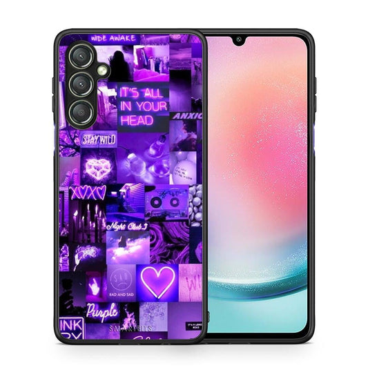 Θήκη Samsung Galaxy A24 4G Collage Stay Wild από τη Smartfits με σχέδιο στο πίσω μέρος και μαύρο περίβλημα | Samsung Galaxy A24 4G Collage Stay Wild Case with Colorful Back and Black Bezels