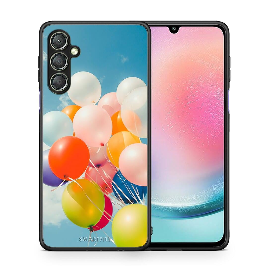 Θήκη Samsung Galaxy A24 4G Colorful Balloons από τη Smartfits με σχέδιο στο πίσω μέρος και μαύρο περίβλημα | Samsung Galaxy A24 4G Colorful Balloons Case with Colorful Back and Black Bezels