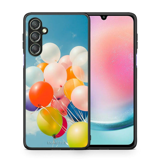 Θήκη Samsung Galaxy A24 4G Colorful Balloons από τη Smartfits με σχέδιο στο πίσω μέρος και μαύρο περίβλημα | Samsung Galaxy A24 4G Colorful Balloons Case with Colorful Back and Black Bezels