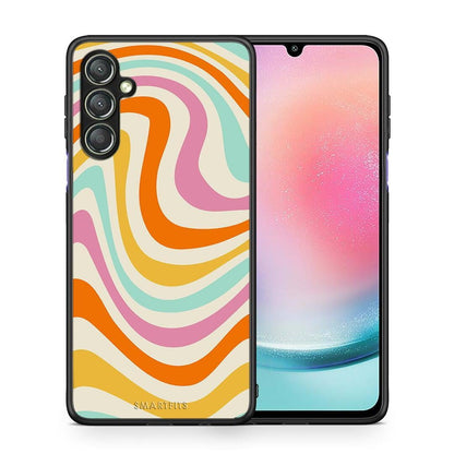 Θήκη Samsung Galaxy A24 4G Colourful Waves από τη Smartfits με σχέδιο στο πίσω μέρος και μαύρο περίβλημα | Samsung Galaxy A24 4G Colourful Waves Case with Colorful Back and Black Bezels