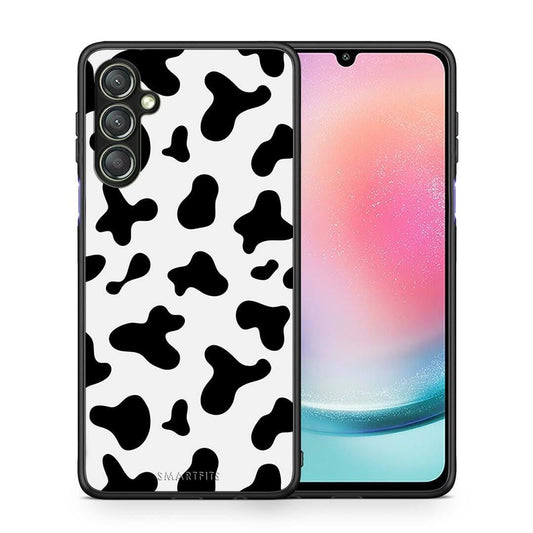 Θήκη Samsung Galaxy A24 4G Cow Print από τη Smartfits με σχέδιο στο πίσω μέρος και μαύρο περίβλημα | Samsung Galaxy A24 4G Cow Print Case with Colorful Back and Black Bezels