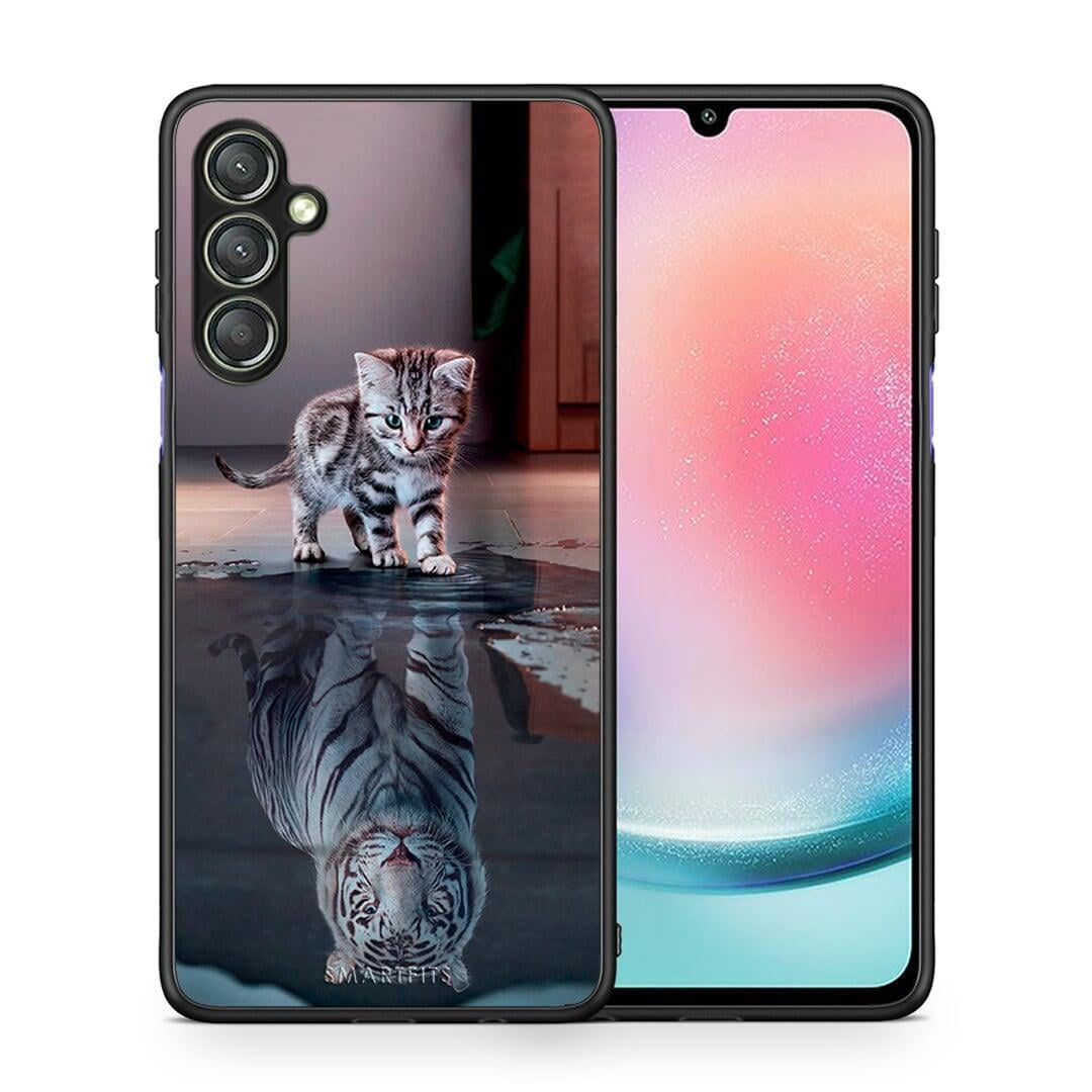 Θήκη Samsung Galaxy A24 4G Cute Tiger από τη Smartfits με σχέδιο στο πίσω μέρος και μαύρο περίβλημα | Samsung Galaxy A24 4G Cute Tiger Case with Colorful Back and Black Bezels