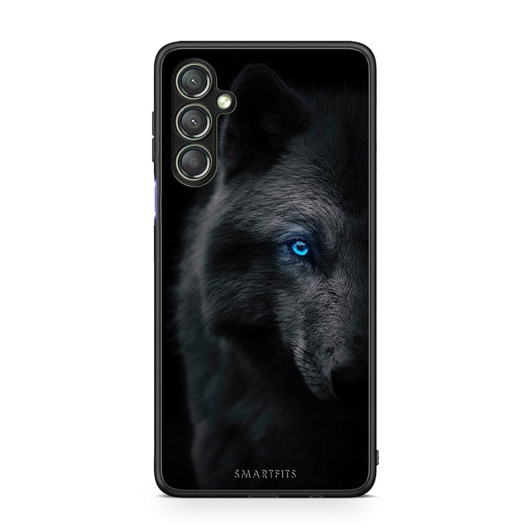 Θήκη Samsung Galaxy A24 4G Dark Wolf από τη Smartfits με σχέδιο στο πίσω μέρος και μαύρο περίβλημα | Samsung Galaxy A24 4G Dark Wolf Case with Colorful Back and Black Bezels