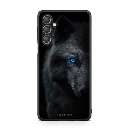 Θήκη Samsung Galaxy A24 4G Dark Wolf από τη Smartfits με σχέδιο στο πίσω μέρος και μαύρο περίβλημα | Samsung Galaxy A24 4G Dark Wolf Case with Colorful Back and Black Bezels