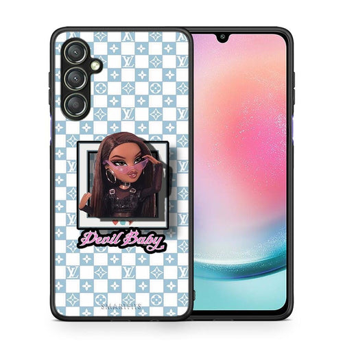 Θήκη Samsung Galaxy A24 4G Devil Baby από τη Smartfits με σχέδιο στο πίσω μέρος και μαύρο περίβλημα | Samsung Galaxy A24 4G Devil Baby Case with Colorful Back and Black Bezels