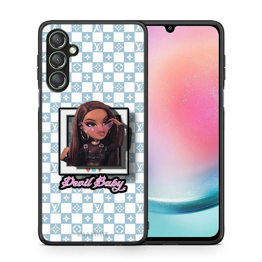 Θήκη Samsung Galaxy A24 4G Devil Baby από τη Smartfits με σχέδιο στο πίσω μέρος και μαύρο περίβλημα | Samsung Galaxy A24 4G Devil Baby Case with Colorful Back and Black Bezels
