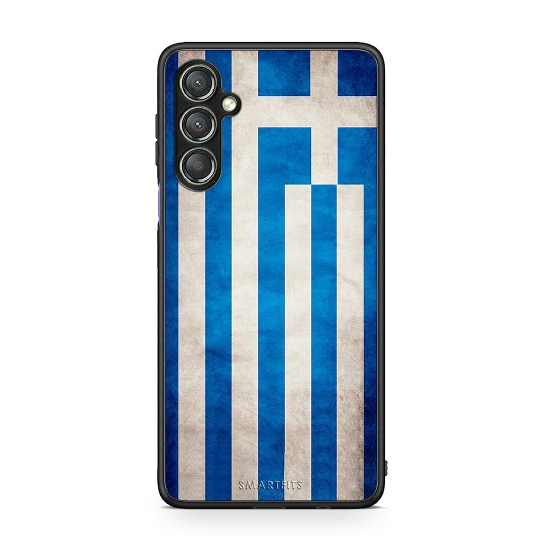 Θήκη Samsung Galaxy A24 4G Flag Greek από τη Smartfits με σχέδιο στο πίσω μέρος και μαύρο περίβλημα | Samsung Galaxy A24 4G Flag Greek Case with Colorful Back and Black Bezels