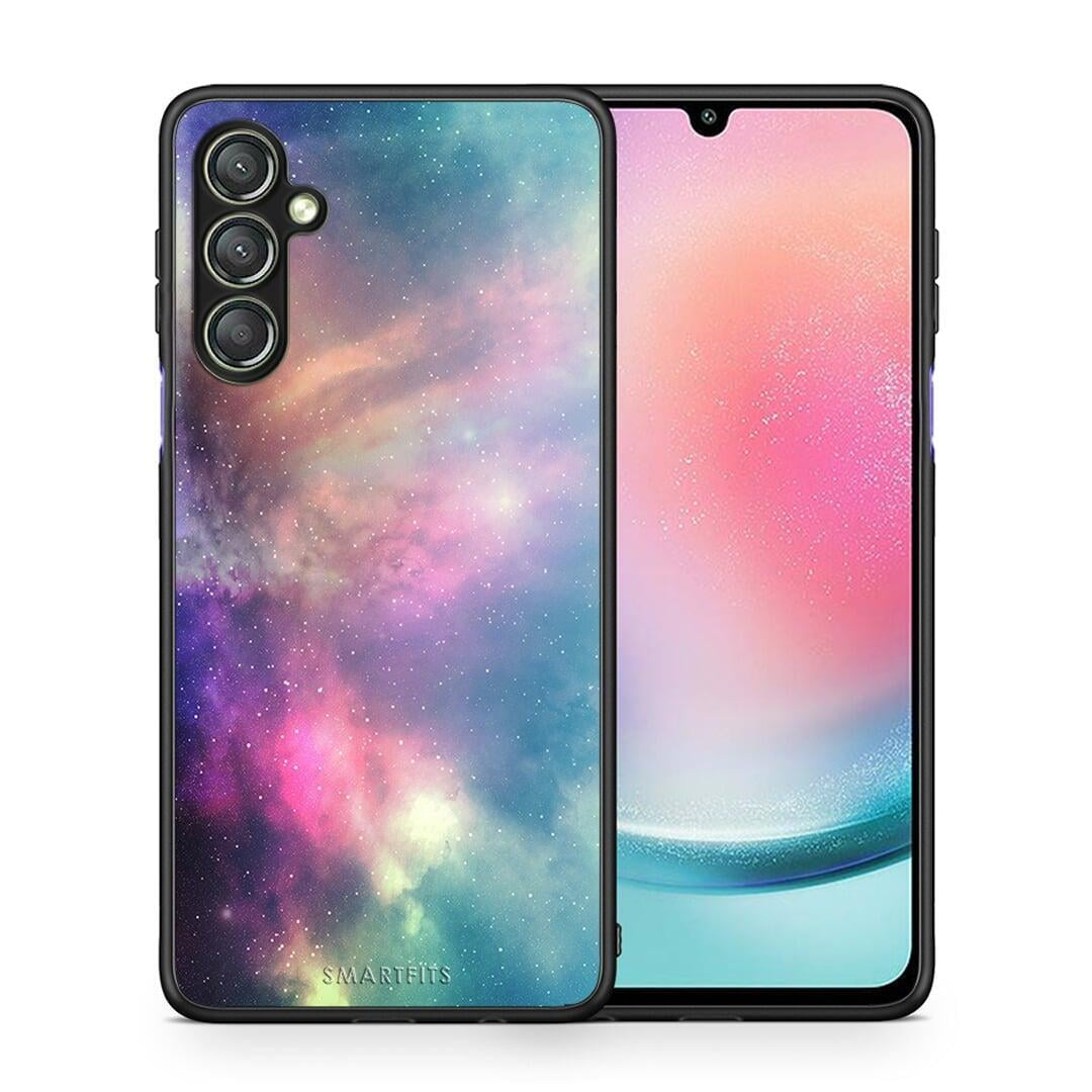 Θήκη Samsung Galaxy A24 4G Galactic Rainbow από τη Smartfits με σχέδιο στο πίσω μέρος και μαύρο περίβλημα | Samsung Galaxy A24 4G Galactic Rainbow Case with Colorful Back and Black Bezels