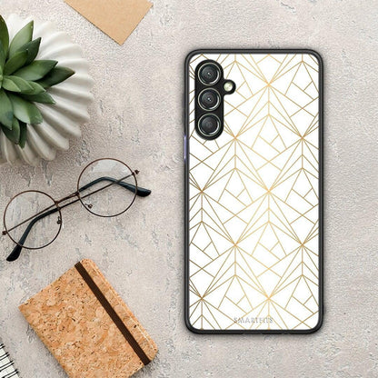 Θήκη Samsung Galaxy A24 4G Geometric Luxury White από τη Smartfits με σχέδιο στο πίσω μέρος και μαύρο περίβλημα | Samsung Galaxy A24 4G Geometric Luxury White Case with Colorful Back and Black Bezels