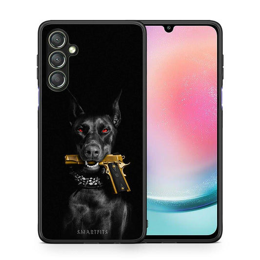 Θήκη Samsung Galaxy A24 4G Golden Gun από τη Smartfits με σχέδιο στο πίσω μέρος και μαύρο περίβλημα | Samsung Galaxy A24 4G Golden Gun Case with Colorful Back and Black Bezels